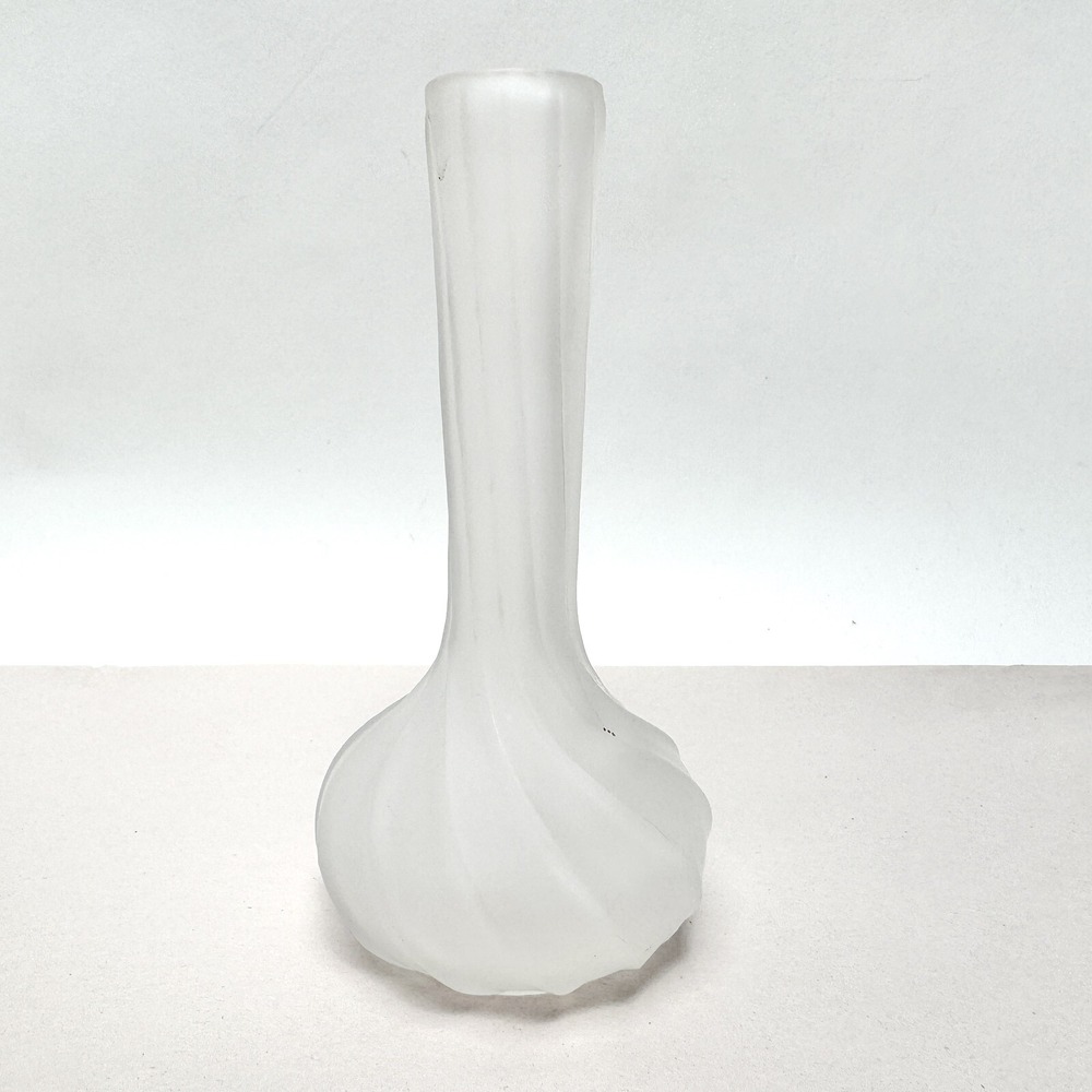 Bud Vase Spiral Frosted Molded 5.75 in CA Marketing Innovations Cut Top‎ Vintage